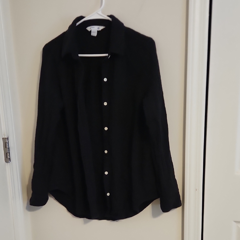 Old Navy The Classic Shirt 100% Cotton Balck Button Down Swim Cover Large